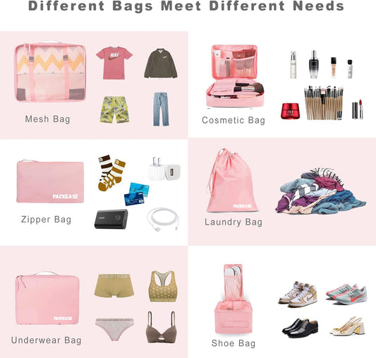 PackEase Max – 7-in-1 Travel Organizer Set for Smart, Hassle-Free Packing