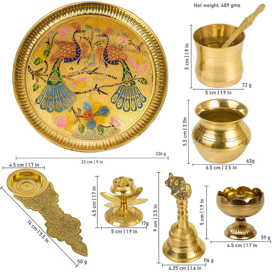 Traditional Handcrafted Brass  Pooja Thali