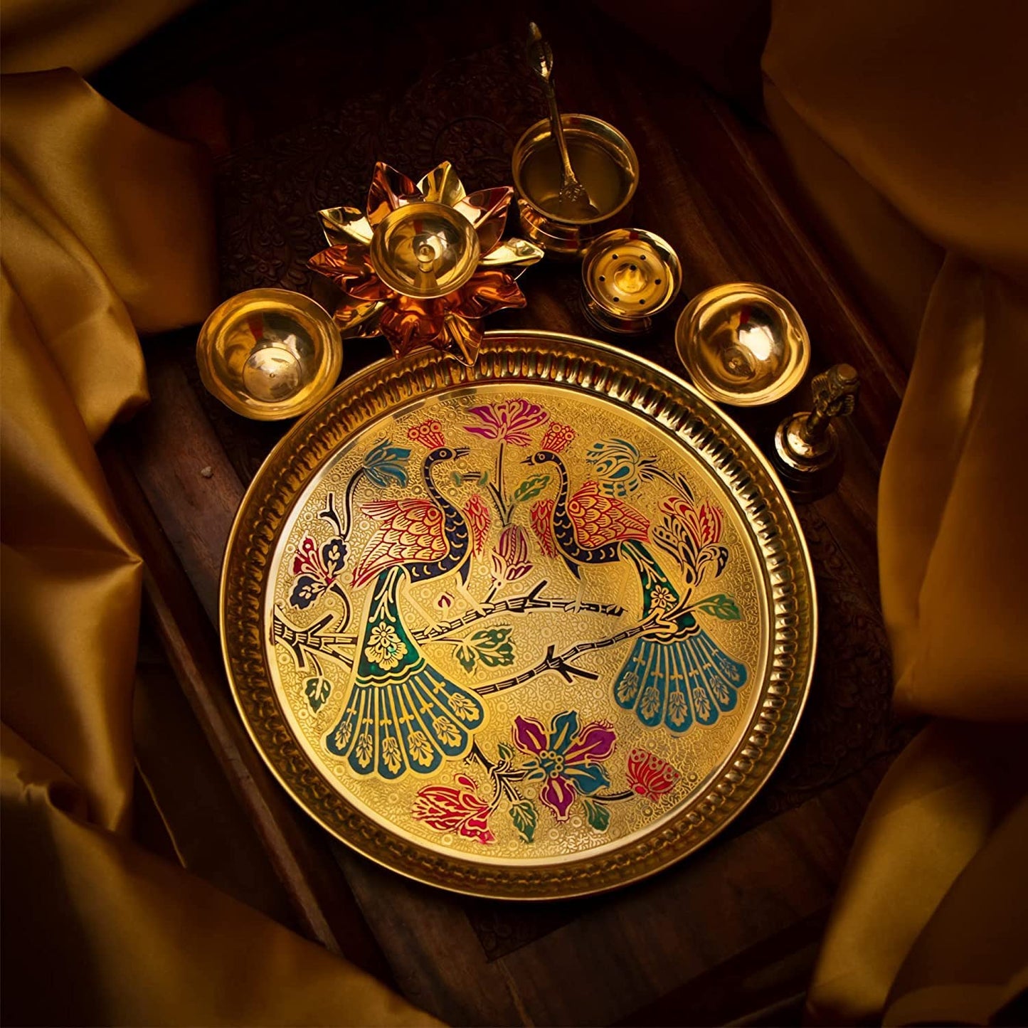 Traditional Handcrafted Brass  Pooja Thali