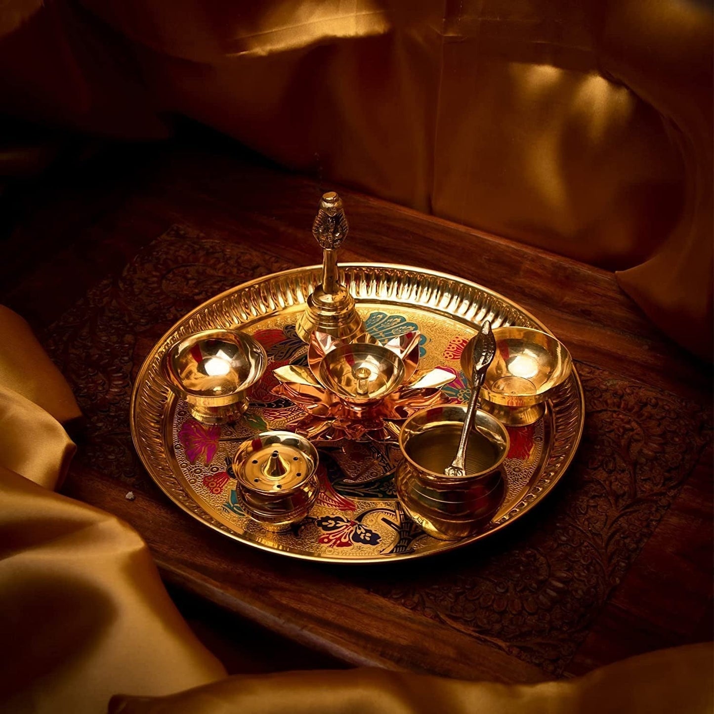 Traditional Handcrafted Brass  Pooja Thali